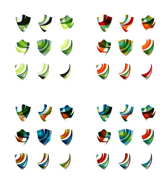 Conjunto de diseños de marca de logotipo de la empresa, iconos de concepto de protección de escudo — Vector de stock
