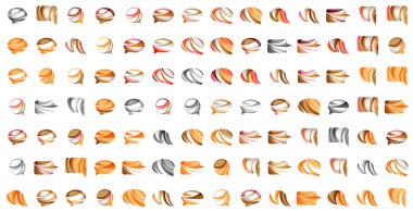 Soyut konuşma balonu ve bulut simgeler, iş logo kavramları, temiz modern geometrik tasarım büyük set