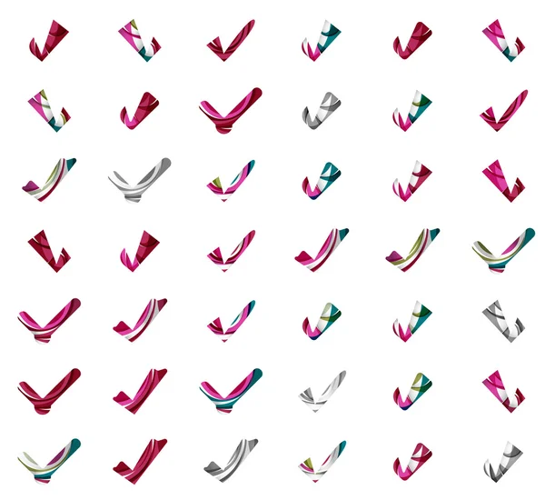 Abstrakte ok and tick-Symbole, Konzepte für Firmenlogos, sauberes, modernes geometrisches Design — Stockvektor