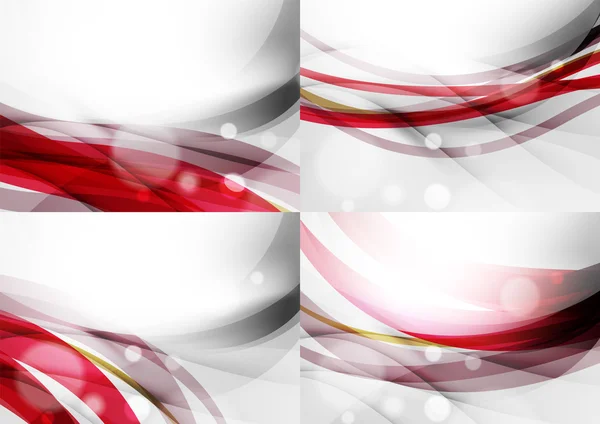 Set van abstracte achtergronden. Kromme golf lijnen met licht en schaduw effecten — Stockvector