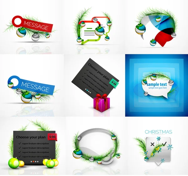 Conjunto de cajas de mensajes web de Navidad, banners — Vector de stock