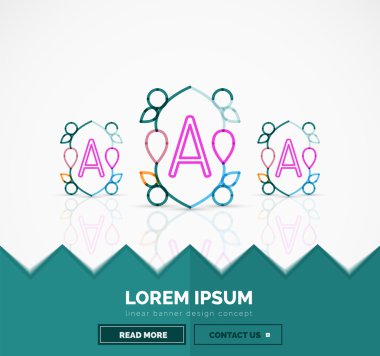 Soyut geometrik doğrusal hipster çiçek simgesi, çerçeve tasarımı, düz stil. Afiş