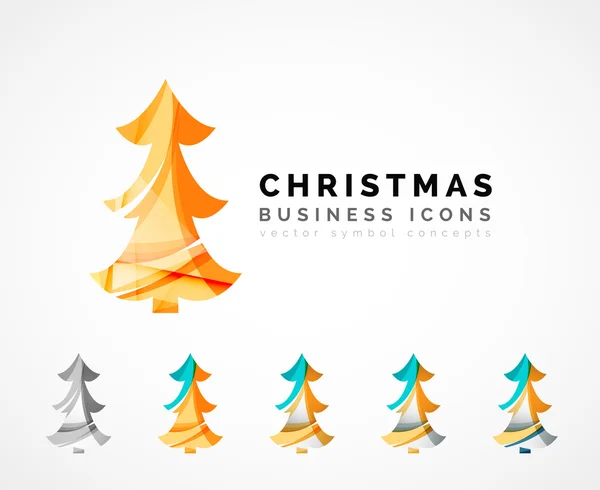 Set of abstract Christmas Tree Icons, business logo concepts, clean modern glossy design — Stock Vector