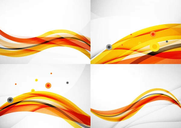 Conjunto de fondos abstractos. Elegantes líneas decoradas de colores y olas con copyspace para su mensaje — Vector de stock