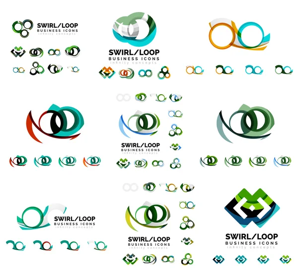 Set of company logotype branding designs, swirl infinity loop concept icons isolated on white — Stock Vector