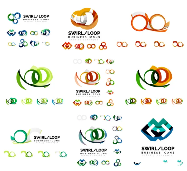 Conjunto de diseños de marca de logotipo de la empresa, iconos de concepto de bucle infinito remolino aislados en blanco — Archivo Imágenes Vectoriales