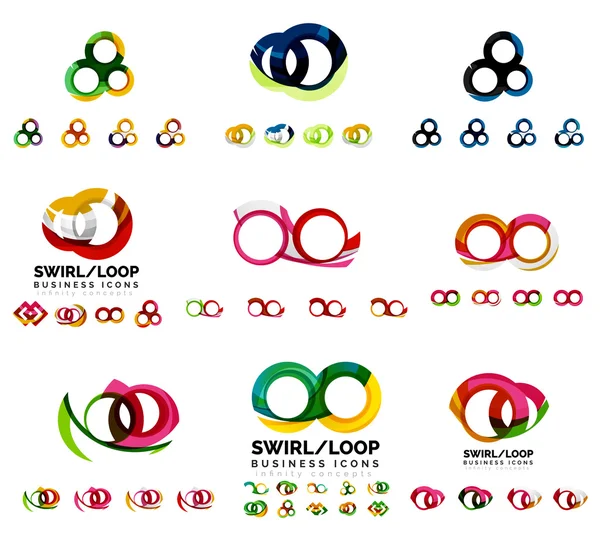 Set of company logotype branding designs, swirl infinity loop concept icons isolated on white — Stock Vector