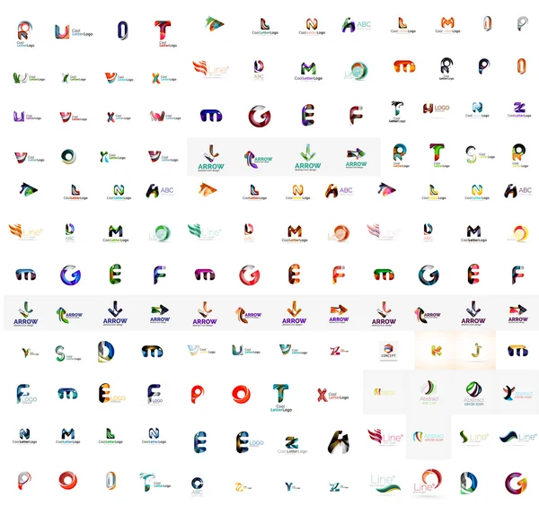 Мега набор логотипов геомерной компании. Элементы дизайна корпоративного бренда — стоковый вектор