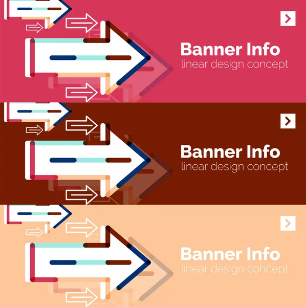 Modelo de banner abstrato com setas, estilo de design linear — Vetor de Stock