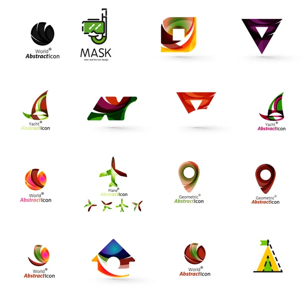 Conjunto de iconos abstractos del logotipo de viaje. Símbolos web de negocios, aplicaciones o Internet — Vector de stock