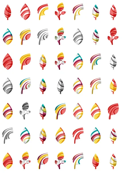Conjunto de ícones de folha ecológica abstrata, conceitos de natureza do logotipo do negócio, design geométrico moderno limpo — Vetor de Stock