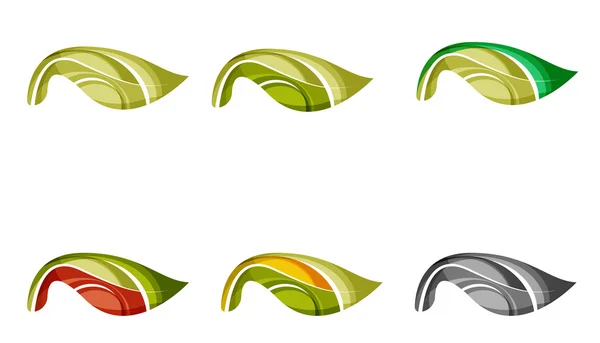 Soubor ikony závod abstraktní eco, obchodní logotyp přírody zelená pojmy, čistý moderní geometrické konstrukce — Stockový vektor