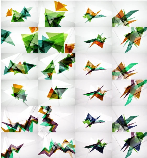 Αφηρημένο γεωμετρικό υπόβαθρο. Σύγχρονα επικαλυπτόμενα τρίγωνα. Ασυνήθιστα σχήματα χρωμάτων για το μήνυμά σας. Παρουσίαση επιχείρησης ή τεχνολογίας, πρότυπο κάλυψης εφαρμογών — Διανυσματικό Αρχείο