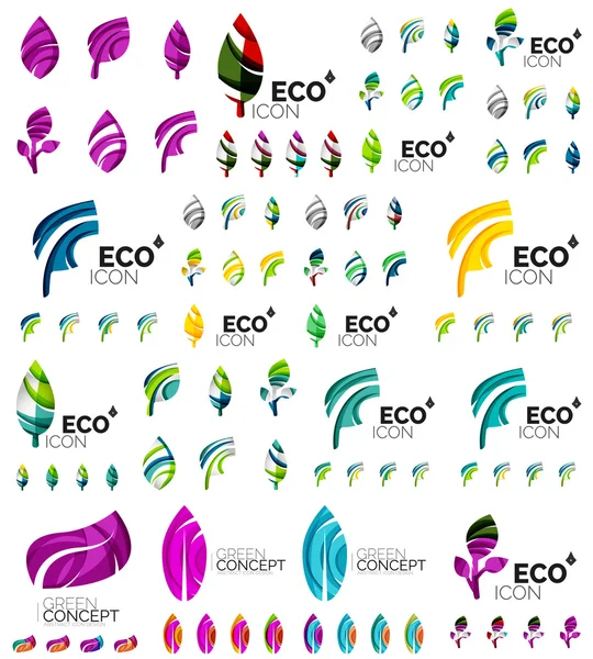 Mega collection of vector green summer concepts - leaves compositions, plants — Stock Vector