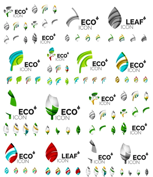 巨型集合的矢量绿色夏天概念 — — 叶植物成分 — 图库矢量图片