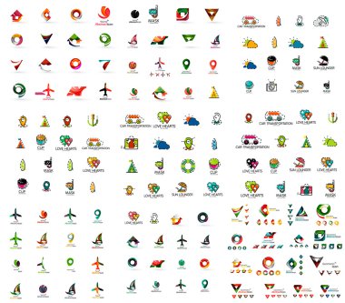 Mega geomeric şirket logoları ayarlayın. Kurumsal iş marka tasarım öğeleri