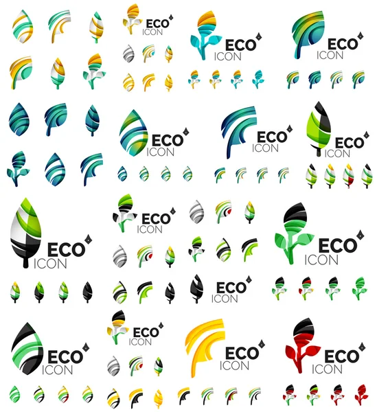 Mega collection de concepts d'été vert vecteur - compositions de feuilles, plantes — Image vectorielle