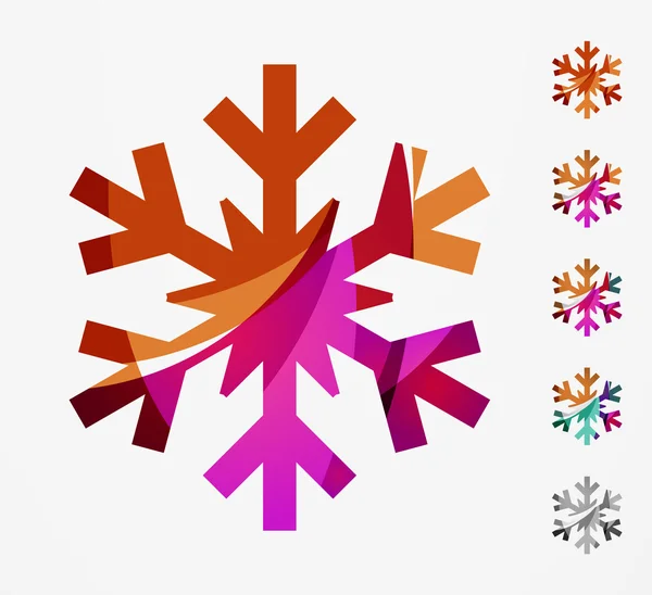 Ensemble d'icônes abstraites de logo de flocon de neige coloré — Image vectorielle