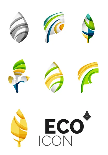 Set of abstract eco leaf icons — Stock Vector