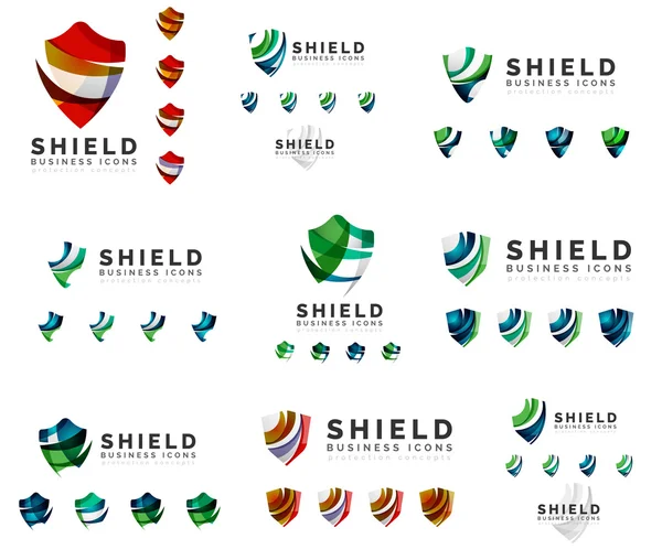 Iconos de concepto de protección escudo — Vector de stock