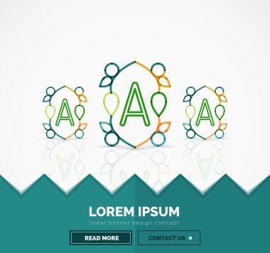 Soyut geometrik doğrusal hipster çiçek simgesi, çerçeve tasarımı, düz stil. Afiş