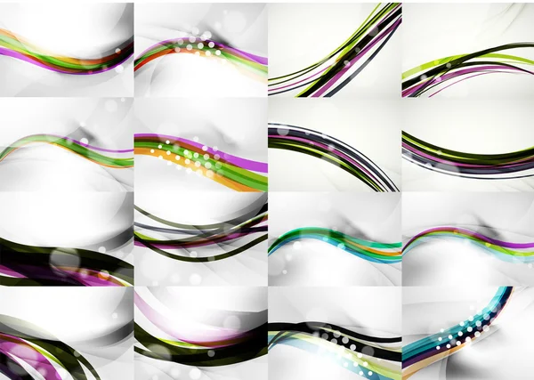 Набор абстрактных фонов, гладкие размытые волны — стоковый вектор