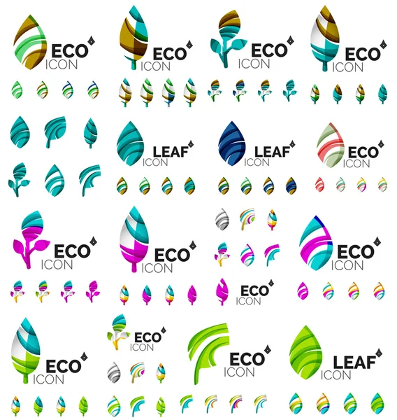 Mega collection de concepts d'été vert vecteur - compositions de feuilles, plantes — Image vectorielle