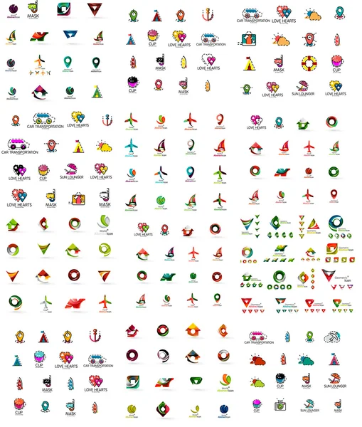 Mega geomeric şirket logoları ayarlayın. Kurumsal iş marka tasarım öğeleri