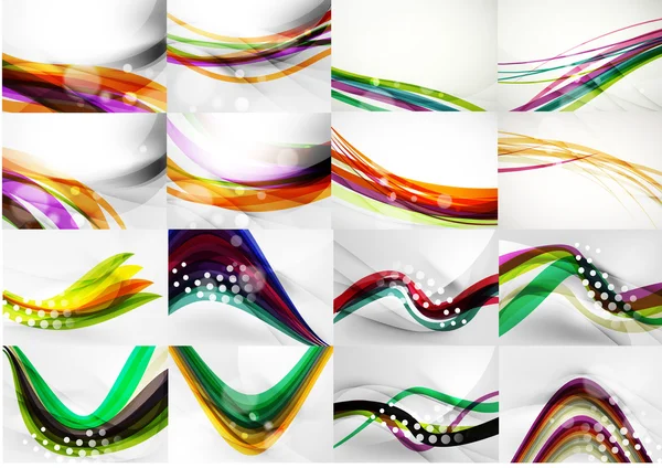 Set of abstract backgrounds, smooth blurred waves — Stockový vektor