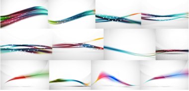 Set of abstract backgrounds, smooth blurred waves
