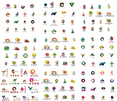 Mega geomeric şirket logoları ayarlayın. Kurumsal iş marka tasarım öğeleri