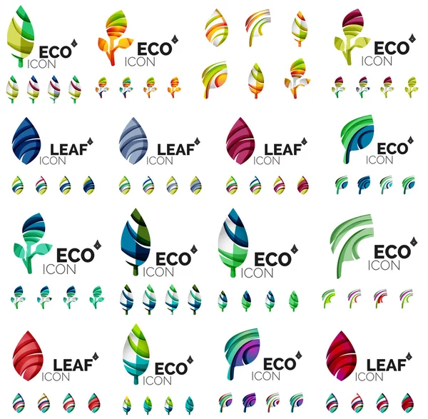 Mega colección de vectores verdes conceptos de verano - hojas composiciones, plantas — Vector de stock