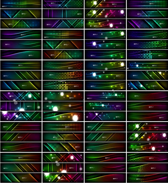 Mega raccolta di spazi sfondi astratti con luci incandescenti — Vettoriale Stock