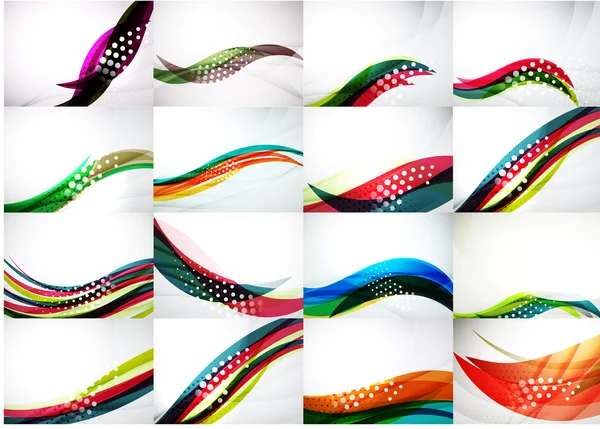 Set of abstract backgrounds, smooth blurred waves — Stockvector