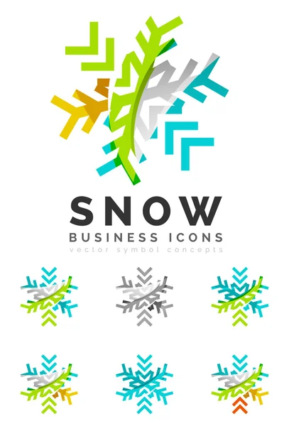 Conjunto de iconos de logotipo de copo de nieve de colores abstractos — Archivo Imágenes Vectoriales