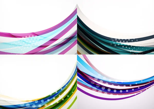 Set of abstract backgrounds. Elegant colorful decorated lines and waves with copyspace for your message — Stock Vector