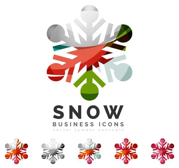 Set of abstract colorful snowflake  icons — Stock vektor