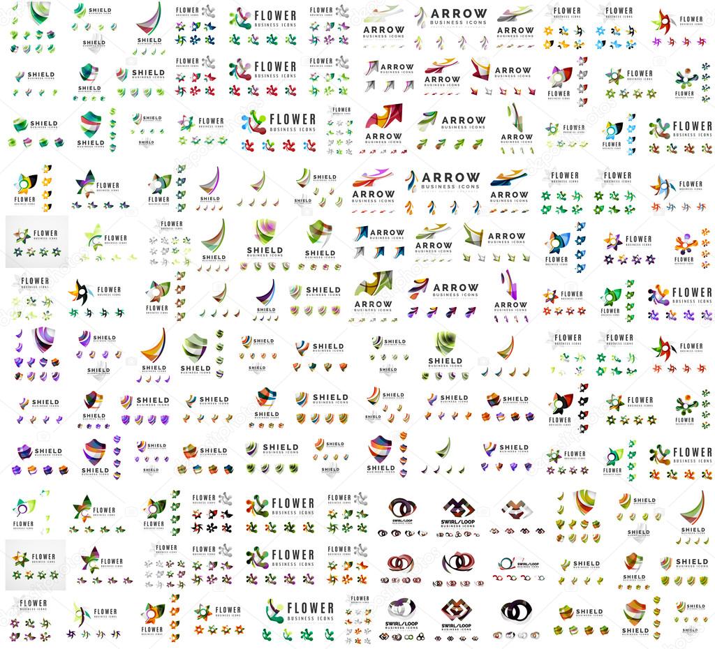 Mega collection of universal logos, business abstract icons. Vector