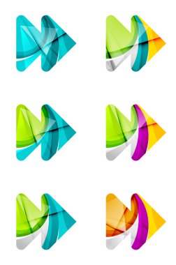 Set of abstract next play arrow icon