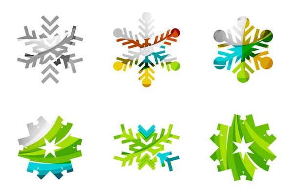 Set of abstract colorful snowflake — Stok Vektör