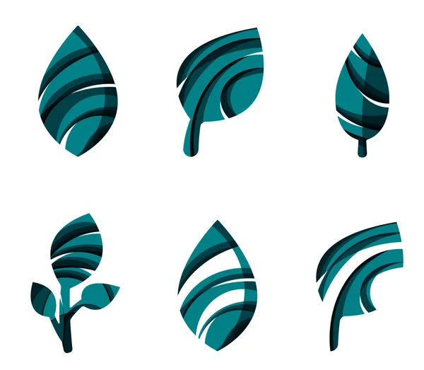 Set van abstracte eco blad pictogrammen, — Stockvector