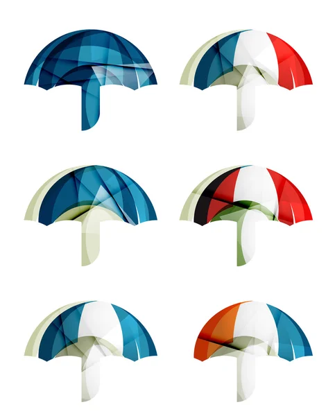 Ensemble d'icônes abstraites parapluie — Image vectorielle