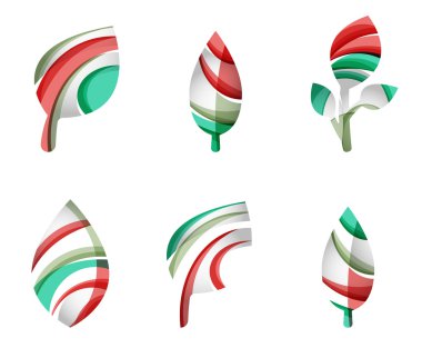 Set of abstract eco leaves icons