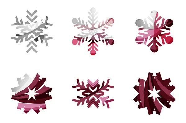 Conjunto de copos de nieve coloridos abstractos — Vector de stock