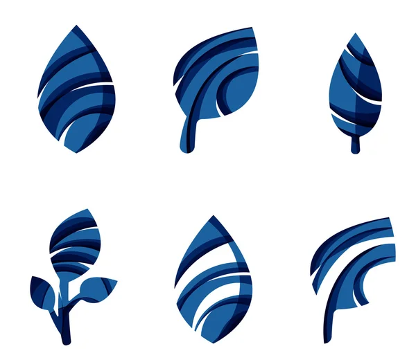 Set of abstract eco leaves icons, — Stock vektor