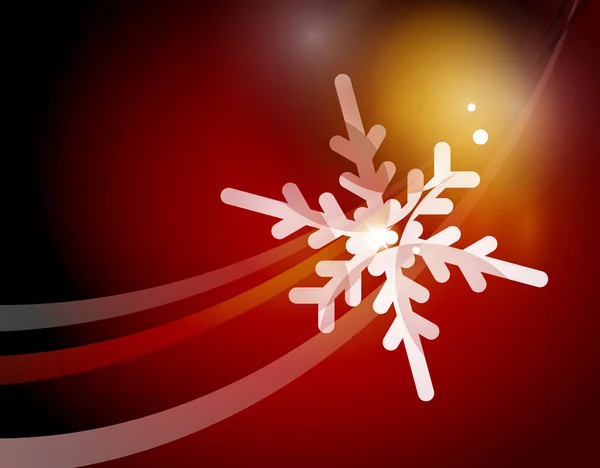 Fondo abstracto rojo navideño con copos de nieve transparentes blancos — Archivo Imágenes Vectoriales