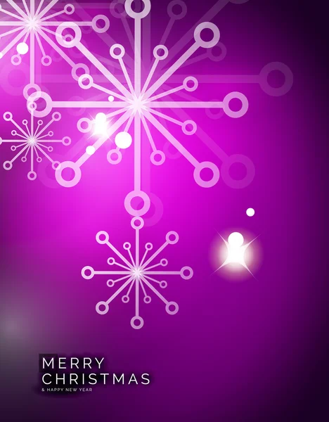 Fondo abstracto de Navidad púrpura con copos de nieve transparentes blancos — Vector de stock
