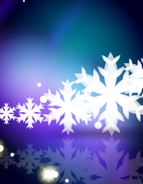 Christmas blå abstrakt bakgrund med vit transparent snöflingor — Stock vektor