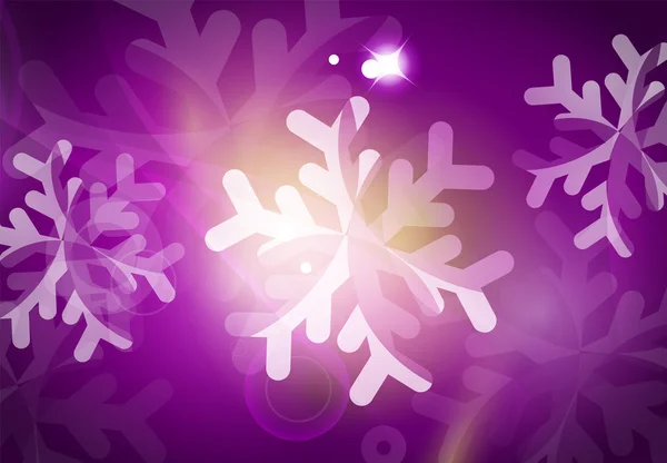 Natal roxo fundo abstrato com flocos de neve transparentes brancos —  Vetores de Stock