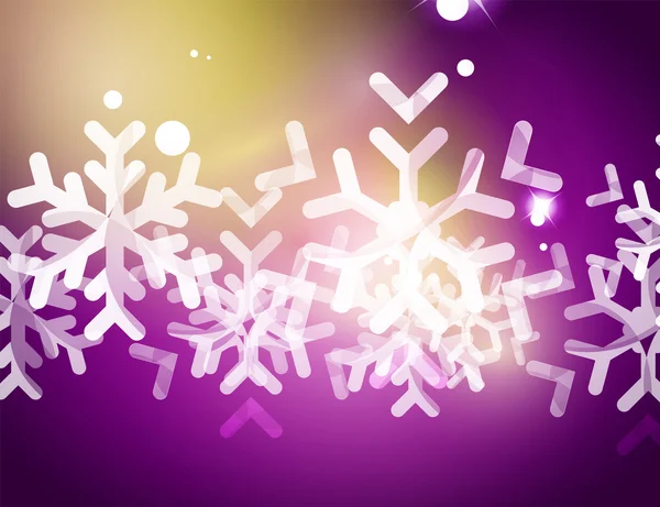 Christmas purple abstract background with white transparent snowflakes — Stock Vector